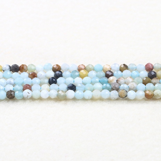 Picture of Amazonite ( Natural ) Beads Round Multicolor Faceted About 2mm Dia., 37cm(14 5/8") - 36cm(14 1/8") long, 1 Strand (Approx 180 PCs/Strand)