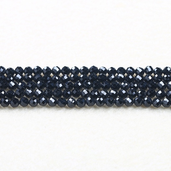 Picture of Crystal ( Natural ) Beads Round Black Faceted About 2mm Dia., 37cm(14 5/8") - 36cm(14 1/8") long, 1 Strand (Approx 180 PCs/Strand)
