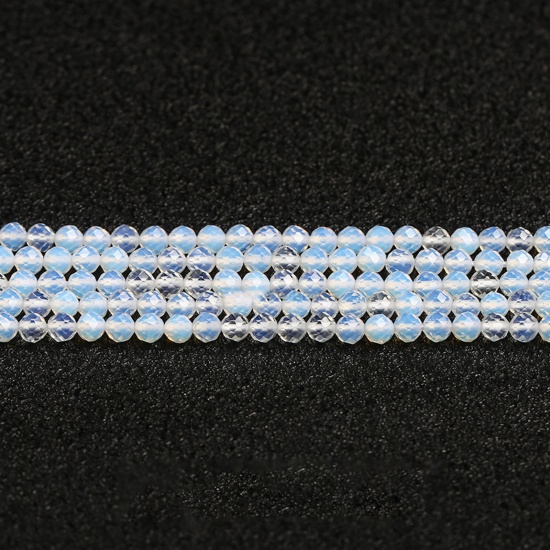 Picture of Opal ( Synthetic ) Beads Round Ivory Faceted About 2mm Dia., 37cm(14 5/8") - 36cm(14 1/8") long, 1 Strand (Approx 180 PCs/Strand)
