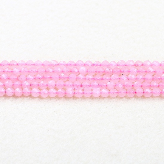 Picture of Rose Quartz ( Natural ) Beads Round Light Pink Faceted About 3mm Dia., 37cm(14 5/8") - 36cm(14 1/8") long, 1 Strand (Approx 115 PCs/Strand)