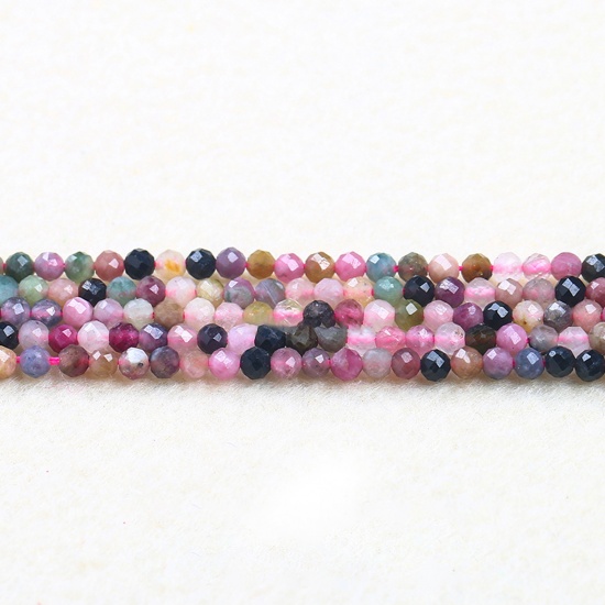 Picture of Tourmaline ( Natural ) Beads Round Multicolor Faceted About 3mm Dia., 37cm(14 5/8") - 36cm(14 1/8") long, 1 Strand (Approx 115 PCs/Strand)