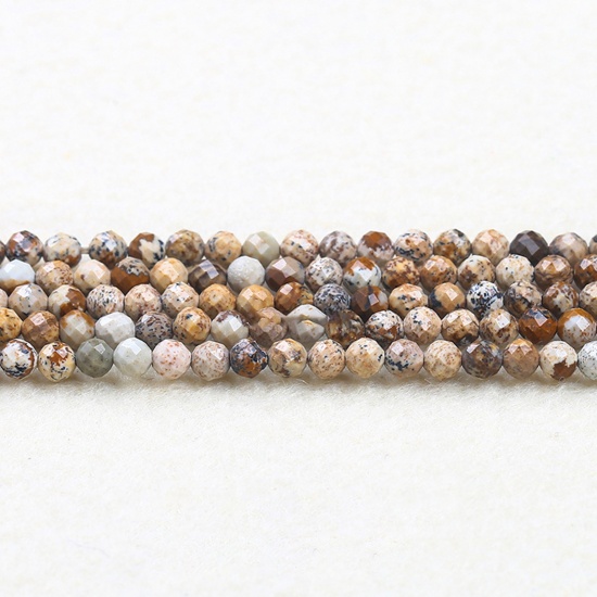 Picture of Arkose ( Natural ) Beads Round Khaki Faceted About 3mm Dia., 37cm(14 5/8") - 36cm(14 1/8") long, 1 Strand (Approx 115 PCs/Strand)