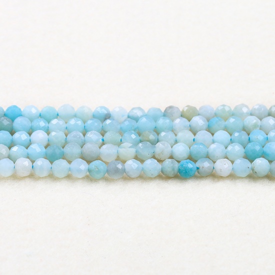 Picture of Amazonite ( Natural ) Beads Round Light Blue Faceted About 3mm Dia., 37cm(14 5/8") - 36cm(14 1/8") long, 1 Strand (Approx 115 PCs/Strand)