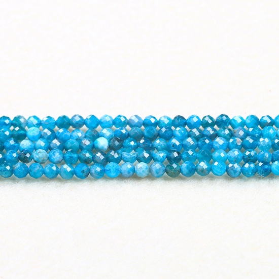 Picture of Apatite ( Natural ) Beads Round Blue Faceted About 3mm Dia., 37cm(14 5/8") - 36cm(14 1/8") long, 1 Strand (Approx 115 PCs/Strand)