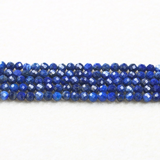 Picture of Lapis Lazuli ( Natural ) Beads Round Royal Blue Faceted About 3mm Dia., 37cm(14 5/8") - 36cm(14 1/8") long, 1 Strand (Approx 115 PCs/Strand)