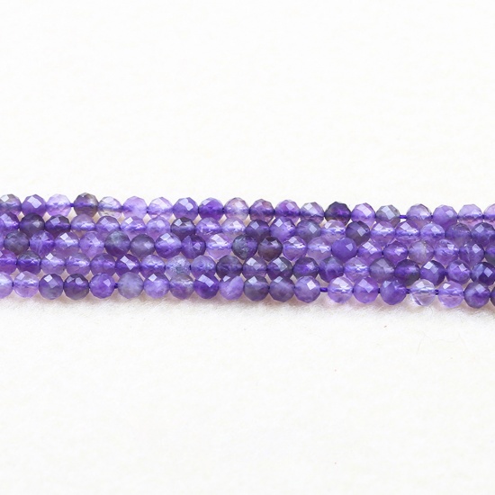 Picture of Amethyst ( Natural ) Beads Round Purple Faceted About 3mm Dia., 37cm(14 5/8") - 36cm(14 1/8") long, 1 Strand (Approx 115 PCs/Strand)