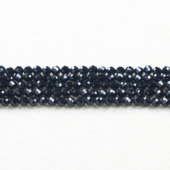 Picture of Crystal ( Natural ) Beads Round Black Faceted About 3mm Dia., 37cm(14 5/8") - 36cm(14 1/8") long, 1 Strand (Approx 115 PCs/Strand)