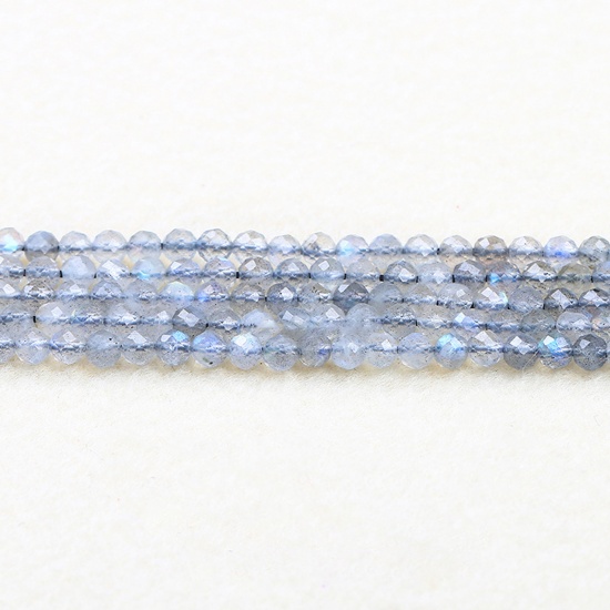 Picture of Moonstone ( Natural ) Beads Round French Gray Faceted About 3mm Dia., 37cm(14 5/8") - 36cm(14 1/8") long, 1 Strand (Approx 115 PCs/Strand)