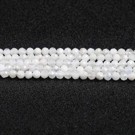 Picture of White jade ( Natural ) Beads Round White Faceted About 3mm Dia., 37cm(14 5/8") - 36cm(14 1/8") long, 1 Strand (Approx 115 PCs/Strand)