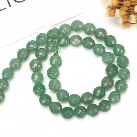 Picture of Green Aventurine ( Natural ) Beads Round Light Green Faceted About 4mm Dia., 37cm(14 5/8") - 36cm(14 1/8") long, 1 Strand (Approx 90 PCs/Strand)