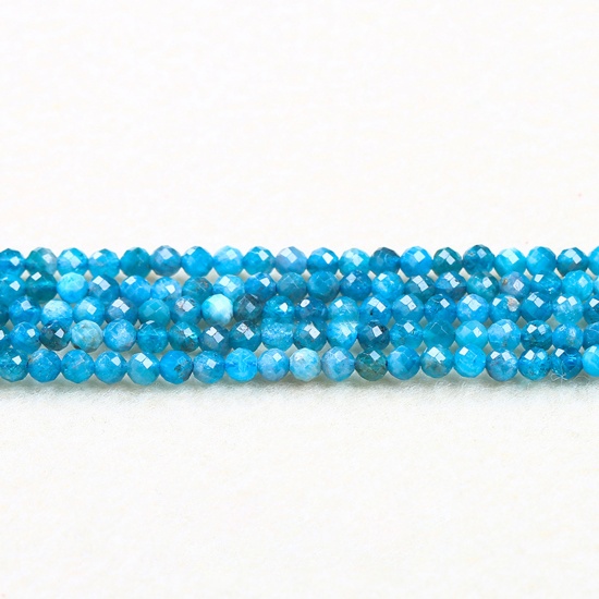 Picture of Apatite ( Natural ) Beads Round Blue Faceted About 4mm Dia., 37cm(14 5/8") - 36cm(14 1/8") long, 1 Strand (Approx 90 PCs/Strand)