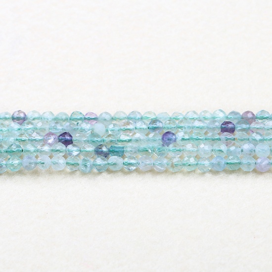 Picture of Fluorite ( Natural ) Beads Round Light Green Faceted About 4mm Dia., 37cm(14 5/8") - 36cm(14 1/8") long, 1 Strand (Approx 90 PCs/Strand)