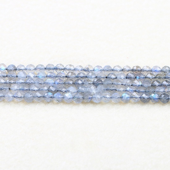 Picture of Moonstone ( Natural ) Beads Round French Gray Faceted About 4mm Dia., 37cm(14 5/8") - 36cm(14 1/8") long, 1 Strand (Approx 90 PCs/Strand)