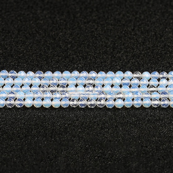 Picture of Opal ( Synthetic ) Beads Round Ivory Faceted About 4mm Dia., 37cm(14 5/8") - 36cm(14 1/8") long, 1 Strand (Approx 90 PCs/Strand)
