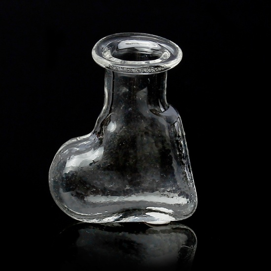 Bild von Transparent Glas Mini Wunschflasche Fläschchen Schuhförmig 25mm x 20mm, 5 Stücke