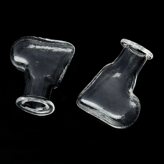 Bild von Transparent Glas Mini Wunschflasche Fläschchen Schuhförmig 25mm x 20mm, 5 Stücke