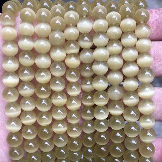 Immagine di Opale Occhi di Gatto ( Naturale ) Perline Tondo Giallo Chiaro Come 4mm Dia., 38.5cm - 36cm Lunghezza, 1 Filo (Circa 90 Pz/Sfilza)
