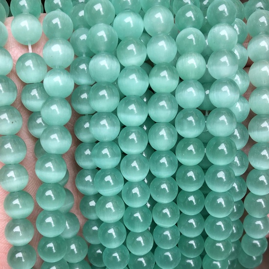 Picture of Cat's Eye Glass ( Natural ) Beads Round Lake Blue About 8mm Dia., 38.5cm(15 1/8") - 36cm(14 1/8") long, 1 Strand (Approx 47 PCs/Strand)