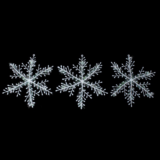 Picture of PVC Party Decoration Christmas Snowflake For Tree White 21.1cm(8 2/8") x 19cm(7 4/8") , 1 Packet (Approx 3 PCs/Packet)