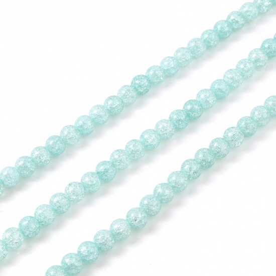 Picture of Glass Beads Round Mint Green Crack About 8mm Dia, Hole: Approx 1.2mm, 39cm(15 3/8") - 38.5cm(15 1/8") long, 1 Strand (Approx 51 PCs/Strand)