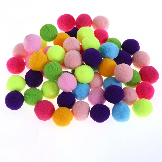 Picture of Polyester Pom Pom Balls At Random Color Mixed Ball 30mm Dia., 1 Packet ( 32PCs/Packet)