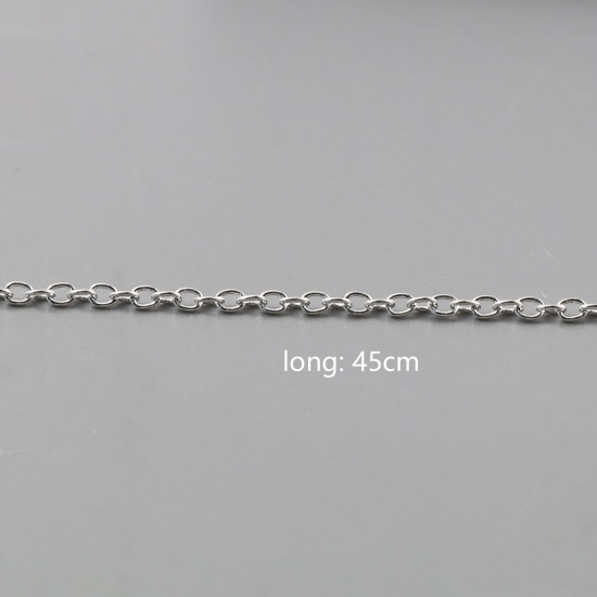 Picture of Copper & Iron Based Alloy Link Cable Chain Necklace Silver Plated 45cm(17 6/8") long, 1 Packet ( 12 PCs/Packet)