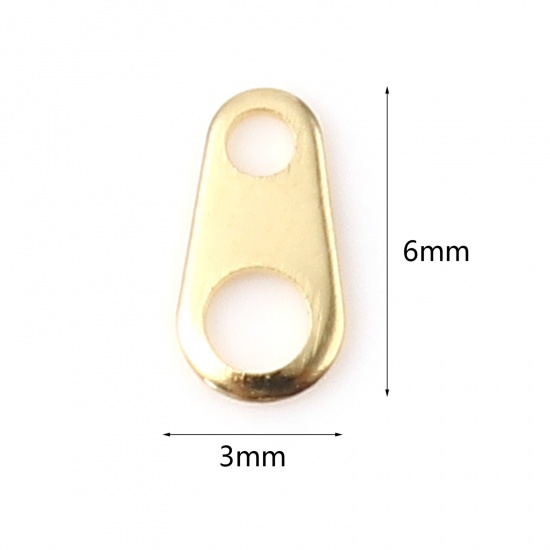 Picture of Stainless Steel Tail Drop For Jewelry Necklace Bracelet Gold Plated Drop 6mm x 3mm, 100 PCs