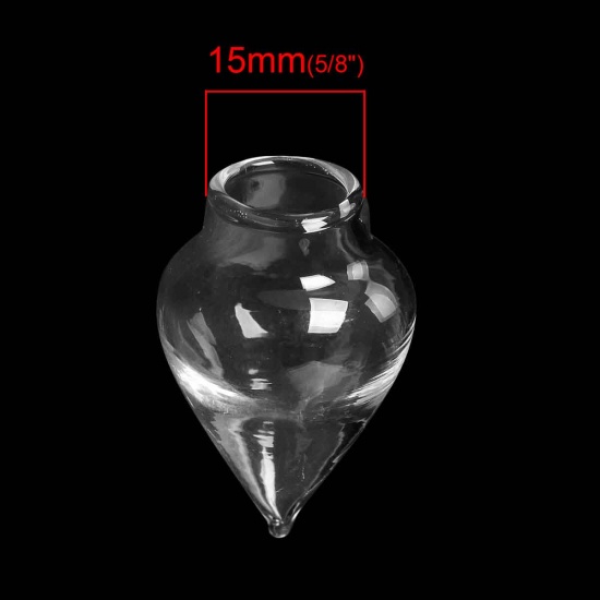 Bild von Transparent Glas Mini Wunschflasche Fläschchen Kegel 38mm x 24mm - 36mm x 24mm, 5 Stücke