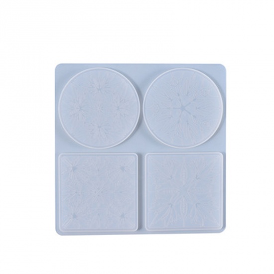 Picture of Silicone Buddhism Mandala Resin Mold For Jewelry Making Coaster Square White 24cm x 24cm, 1 Piece