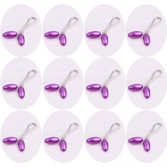 Immagine di Purple - ABS Imitation Pearls Oval Scarf Clip 3.5cm long, 12 PCs