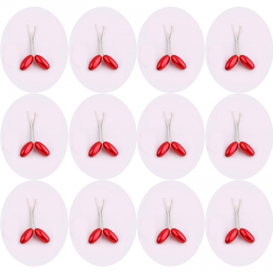Immagine di Red - ABS Imitation Pearls Oval Scarf Clip 3.5cm long, 12 PCs