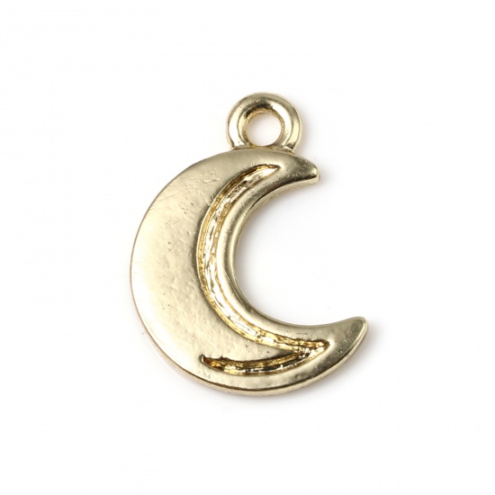 Picture of Zinc Based Alloy Galaxy Charms Half Moon Gold Plated 18mm x 12mm, 20 PCs