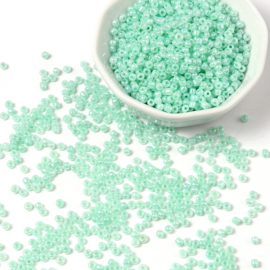 Picture of Glass Cream Seed Beads Cylinder Cyan 3mm x 2mm, Hole: Approx 1mm, 1 Packet ( 12500 PCs/Packet)