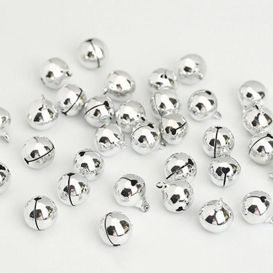 Picture of Brass Charms Silver Tone Christmas Jingle Bell 10mm, 50 PCs                                                                                                                                                                                                   