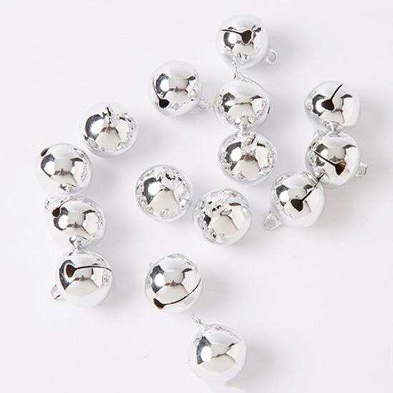 Picture of Brass Charms Silver Plated Christmas Jingle Bell 8mm, 100 PCs                                                                                                                                                                                                 