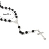 Immagine di 1 Pz Collana con Rosario con Perline di Preghiera Tono Argento Nero Croce 80cmLunghezza