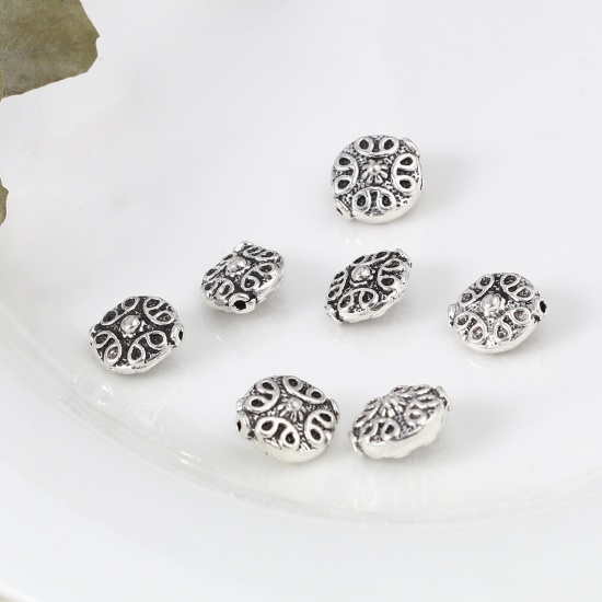 Picture of Zinc Based Alloy Spacer Beads Flower Antique Silver Color About 11mm x 10mm, 50 PCs