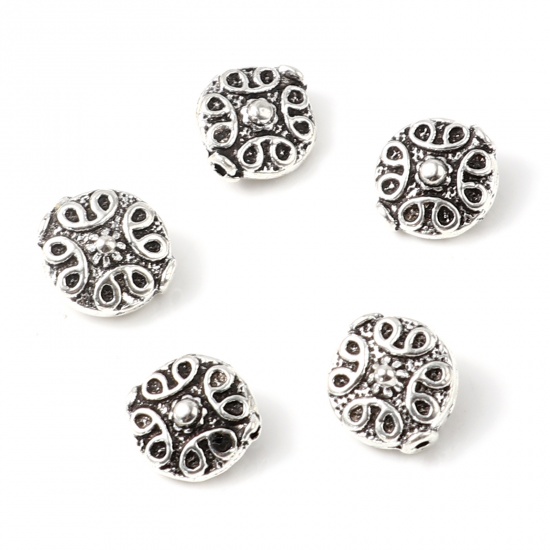 Picture of Zinc Based Alloy Spacer Beads Flower Antique Silver Color About 11mm x 10mm, 50 PCs