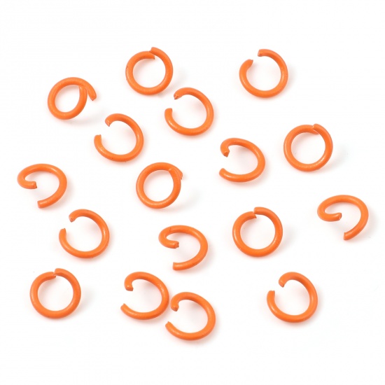 Picture of 1.2mm Iron Based Alloy Open Jump Rings Findings Round Orange Painted 8mm Dia, 200 PCs