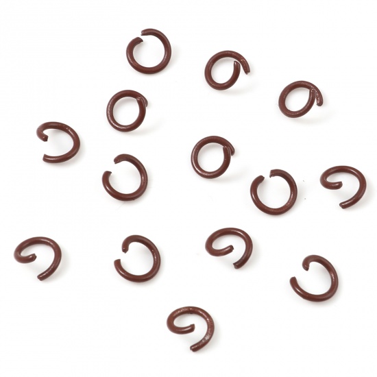 Picture of 1.2mm Iron Based Alloy Open Jump Rings Findings Round Coffee Painted 8mm Dia, 200 PCs