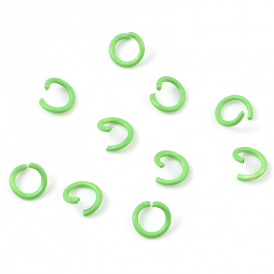 Picture of 1.2mm Iron Based Alloy Open Jump Rings Findings Round Light Green Painted 8mm Dia, 200 PCs