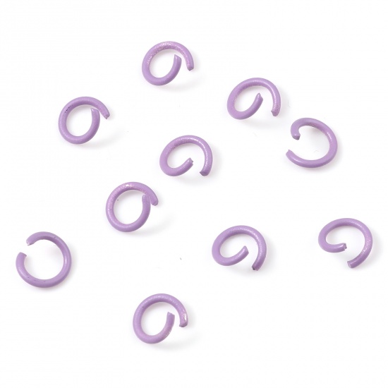 Picture of 1.2mm Iron Based Alloy Open Jump Rings Findings Round Purple Painted 8mm Dia, 200 PCs