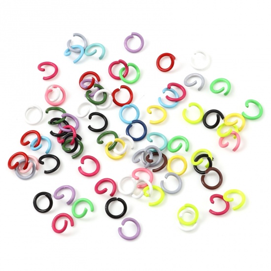 Picture of 1.2mm Iron Based Alloy Open Jump Rings Findings Round At Random Color Painted 8mm Dia, 200 PCs
