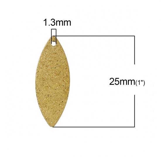 Image de Pendentif en Laiton Olivaire Couleur Laiton Sans Plaqué Dépoli 25mm x 10mm, 30 Pcs