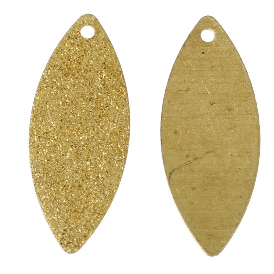 Image de Pendentif en Laiton Olivaire Couleur Laiton Sans Plaqué Dépoli 25mm x 10mm, 30 Pcs