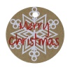 Imagen de Etiquetas Papel de Ronda Café Copo de Nieve Navidad " Merry Christmas " 5cm Dia., 1 Juego (Aprox 50 PCs/Paquete)