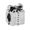 Immagine di Lega di Zinco Stile EuropeoFascino Perline Contenitore di Regalo di Natale Cravatta a Farfalla Scolpito Circa Argento Antico Circa 11mm x 8mm, Foro: Circa 4.6mm, 10 Pz