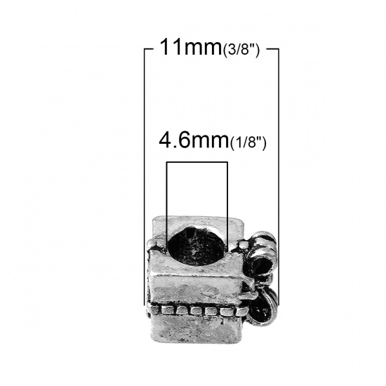 Immagine di Lega di Zinco Stile EuropeoFascino Perline Contenitore di Regalo di Natale Cravatta a Farfalla Scolpito Circa Argento Antico Circa 11mm x 8mm, Foro: Circa 4.6mm, 10 Pz