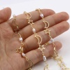 Picture of Brass & Acrylic Chain Findings Imitation Pearl Half Moon Star Gold Plated White 8mmx8mm, 1 M                                                                                                                                                                  