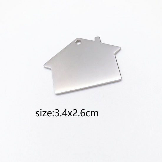Immagine di 304 Acciaio Inossidabile Ciondoli Casa Tono Argento Modifiche in bianco di timbratura 34mm x 26mm, 1 Pz